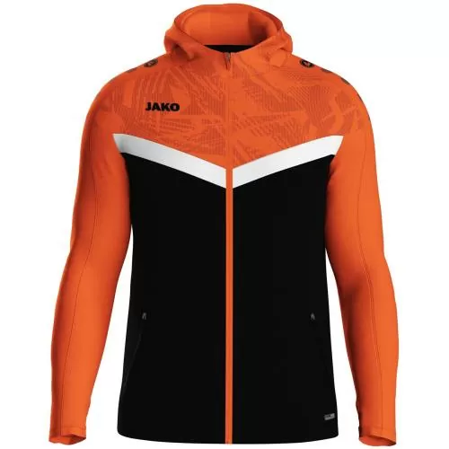Jako Children Hooded jacket Iconic - black/neon orange