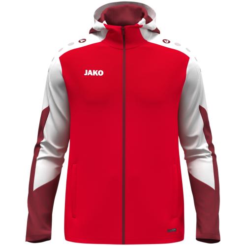 Preview: Jako Hooded jacket Dynamic - red/white/dark red