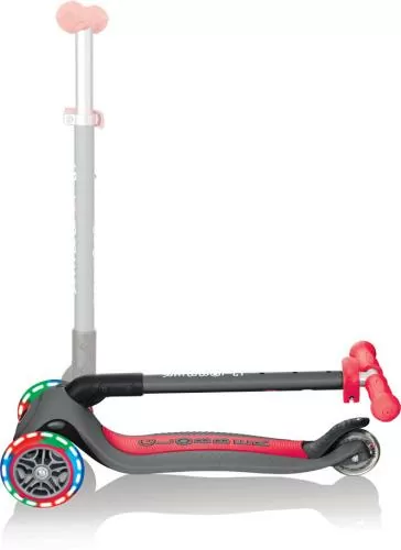 Globber Mini Scooter Primo Foldable Lights Anodized T-Bar - grau-rot
