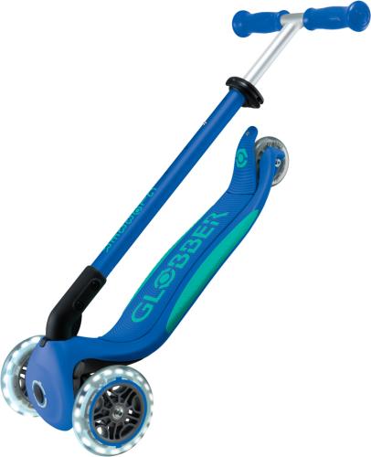 Preview: Globber Mini Scooter Primo Foldable Plus Lights - navy blue , emerald green
