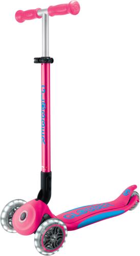 Preview: Globber Mini Scooter Primo Foldable Plus Lights - fuchsia, sky blue