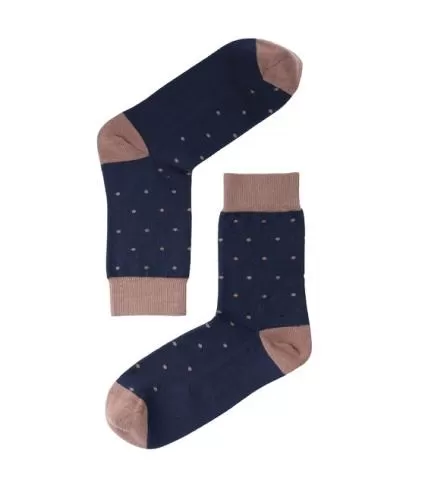 Lenz Longlife socks women 2er Pack - navy/brown dots