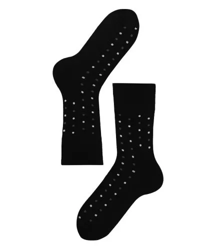 Lenz Longlife socks men 2er Pack - schwarz/grau-weisse punkte
