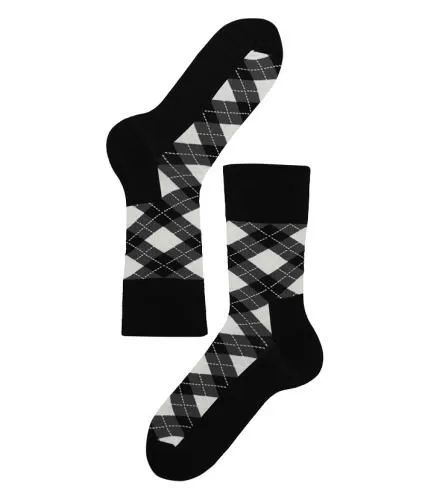 Lenz Longlife socks men 2er Pack - black/grey-white dots