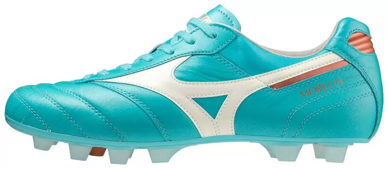 Mizuno Sport Morelia II Japan MD Football Footwear - Blue Curacao/Snow White/Red Brown Satin