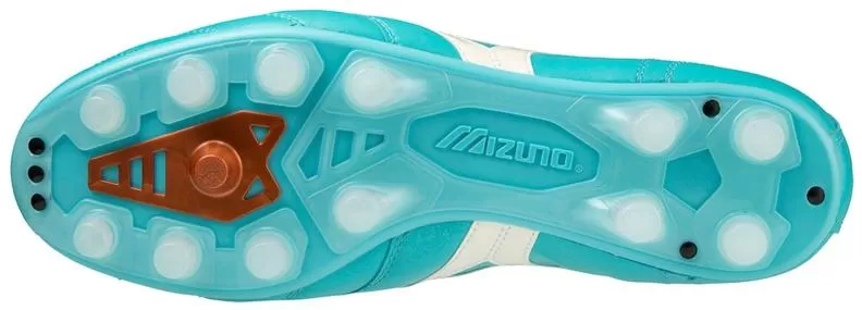 Mizuno Sport Morelia II Japan MD Football Footwear - Blue Curacao/Snow White/Red Brown Satin
