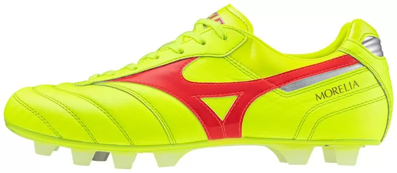 Mizuno Sport Morelia II Japan MD Football Footwear - Safety Yellow/Fiery Coral 2/Safety Yell