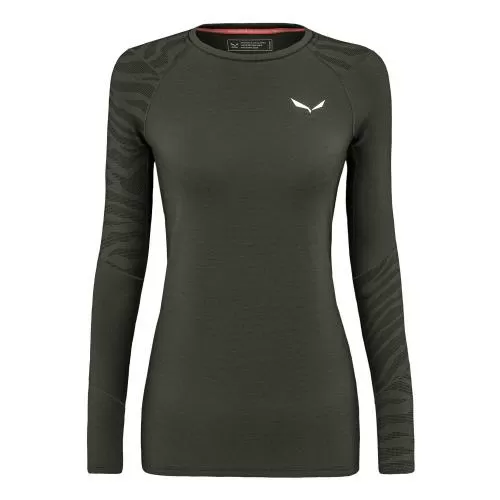 Salewa Cristallo Warm Amr W L/S Tee. - dark olive