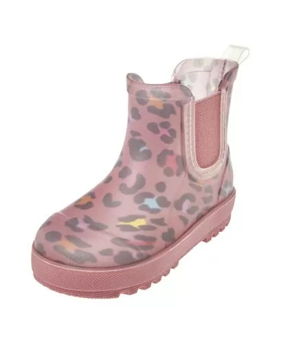 Playshoes Regenstiefel Halbschaft Leo-Print - rosa