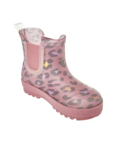 Playshoes Regenstiefel Halbschaft Leo-Print - rosa