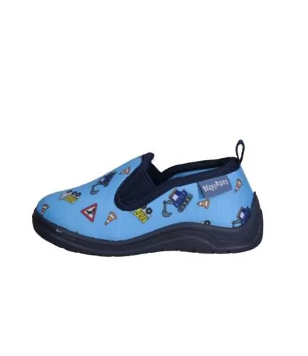 Playshoes Slipper Allover Construction Site - blue