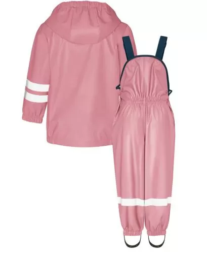 Playshoes Regen-Set Latzhose Basic - rosa
