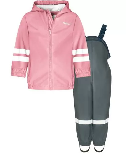 Playshoes Regen-Set Latzhose Basic - rosa