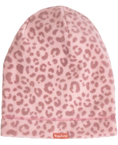 Preview: Playshoes Fleece-Beanie Leo-Print - rosa