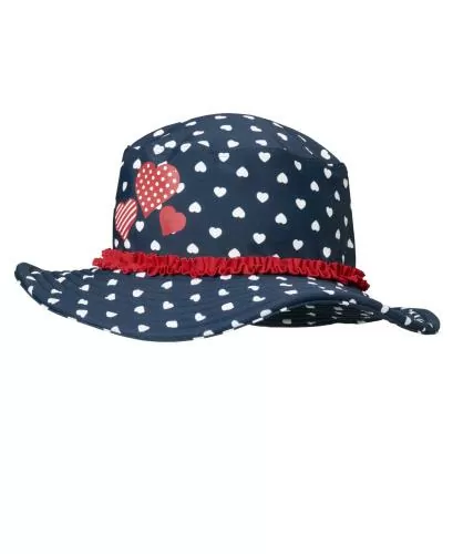 Playshoes UV Protection Sun Hat Hearts - navy
