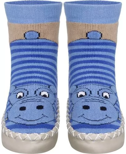 Playshoes Hüttenschuh Nilpferd - blau
