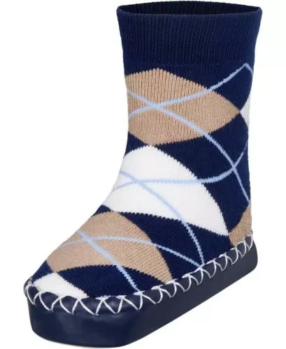 Playshoes Slipper Socks Checks - navy