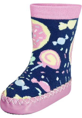 Preview: Playshoes Hüttenschuh Bonbons - marine/rosa