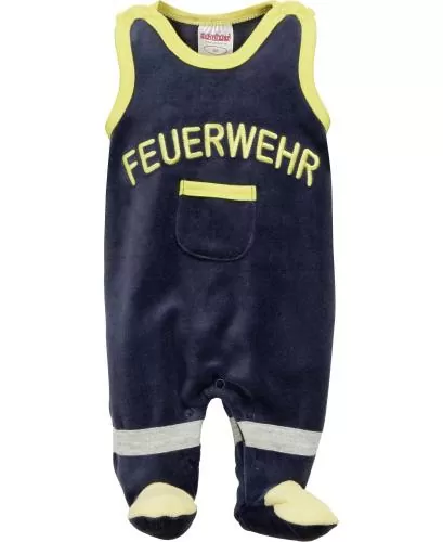 Playshoes Set Romper/T-Shirt Velour Fire Brigade - navy