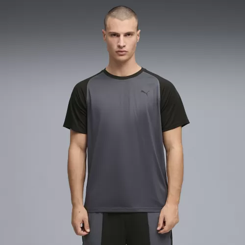 Puma M PWRTRAIN FABRIC MIX TEE - galactic gray