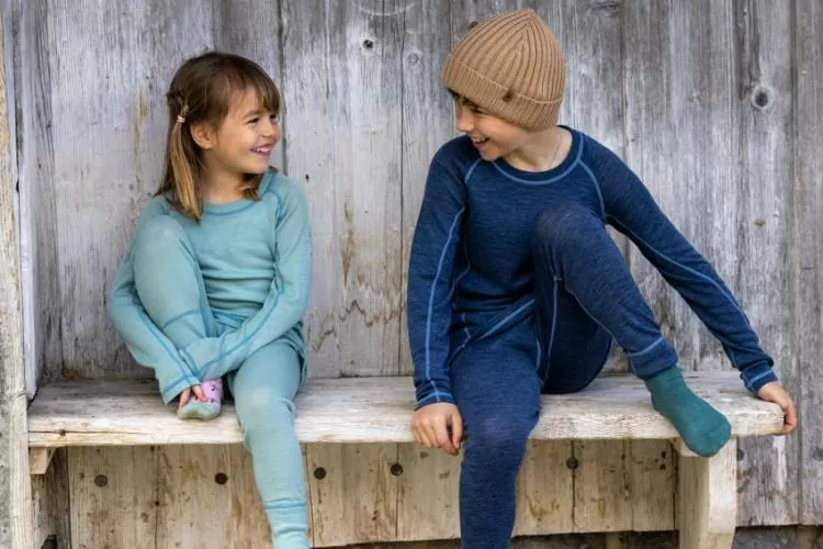 rukka Merlin Kinder langarm Shirt aus Merino Wolle - blue surf