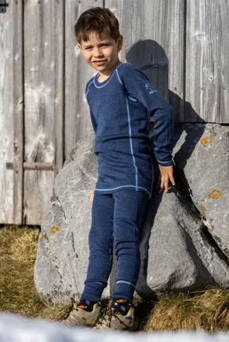 rukka Merlin Kinder langarm Shirt aus Merino Wolle - blue surf