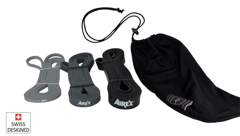 Preview: Airex HEARTBEAT Power Band Set, 3 Bänder, light medium und strong - hellgrau, steingrau, anthrazit, 2000x38x2 mm