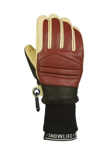 Snowlife Classic Leather Glove - burgundy/beige
