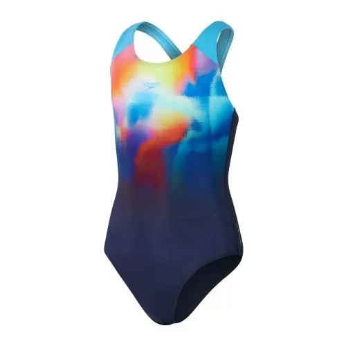 Speedo Digi Placement Splashback Swimwear Female Junior/Kids - True Navy, Picton Blue, Siren Red, Lemon