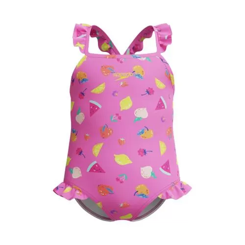 Speedo Print Frill Thinstrap 1pc Swimwear Female Infant/Toddler - Neon Flamingo
