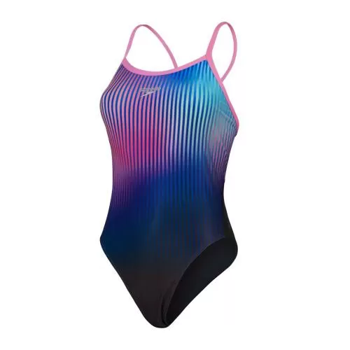 Speedo Placement Digital Turnback Swimwear Female Adult - Black, Kiki Pink,Picton Blue