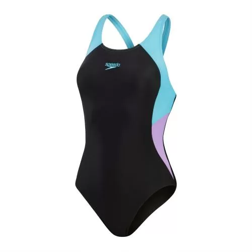 Speedo Colourblock Splice Muscleback Swimwear Female Adult - Black / Sweet P