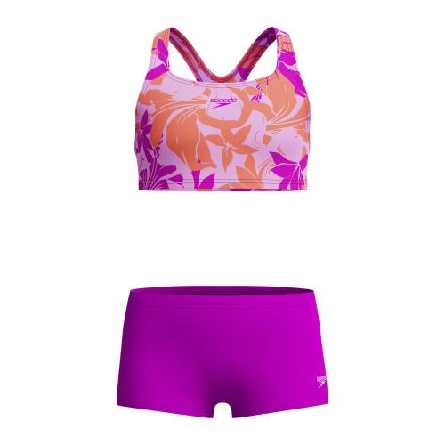 Preview: Speedo Allover 2PC Boyleg Short Swimwear Female Junior/Kids - Diva