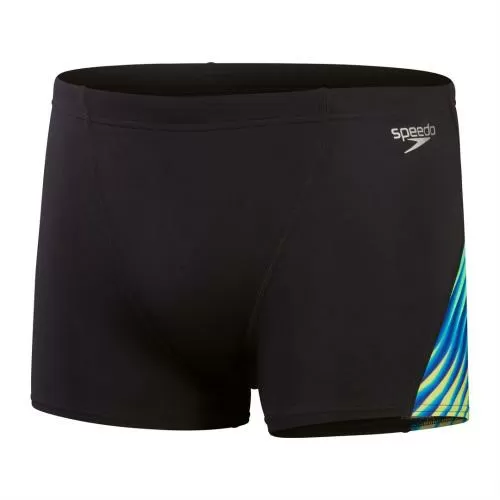 Speedo Allover Digi V-Cut Aquashort Swimwear Male Adult - Black/True Coba