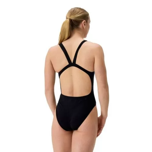 Speedo Placement Printed Leaderback Swimwear Female Adult - Electro Static- Black