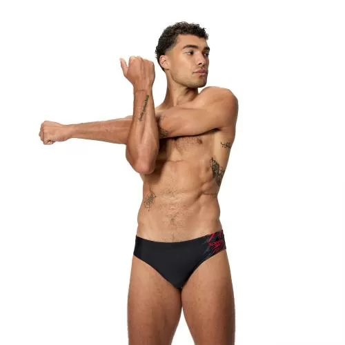 Speedo Medley Logo Brief 7cm Swimwear Male Adult - Anthracite/High Risk Red