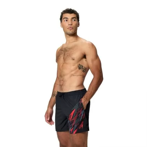 Speedo Medley Logo Watershort 16" Watershorts Male Adult - Anthracite/High Risk Red