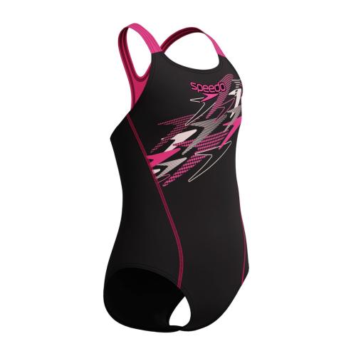 Preview: Speedo Medley Logo Medalist 1pc Swimwear Female Junior/Kids - Anthracite/Margarita Pink