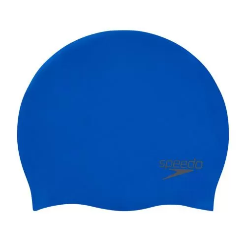 Speedo Plain Moulded Silicone Cap Adult Unisex - Neon Blue
