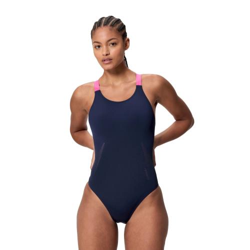 Speedo Solid Boom Leaderback 1pc Swimwear Female Adult - Peacoat/Margarita Pink
