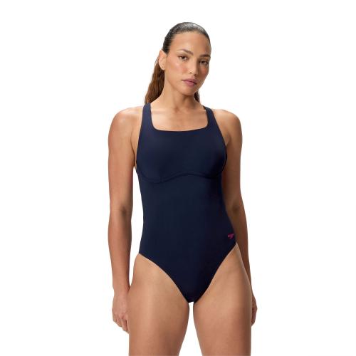 Speedo Solid Flex Band 1pc Swimwear Female Adult - Peacoat/Margarita Pink