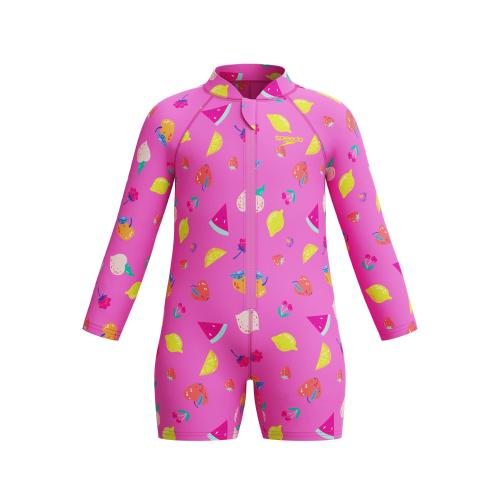 Preview: Speedo Long Sleeve Print Zip 1pc Swimwear Female Infant/Toddler - Neon Flamingo
