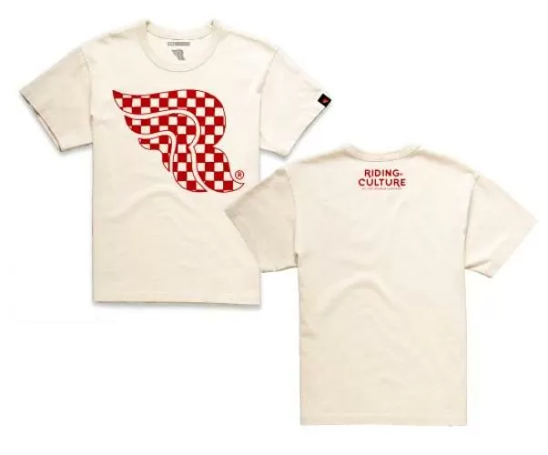 RIDING CULTURE Checkerboard T-Shirt Men - Dirt white