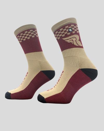 Preview: RIDING CULTURE Checkerboard Socks unisex - Red/Beige/Black