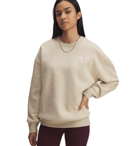 Preview: Under Armour Icon Fleece Os Crew - city khaki light heather