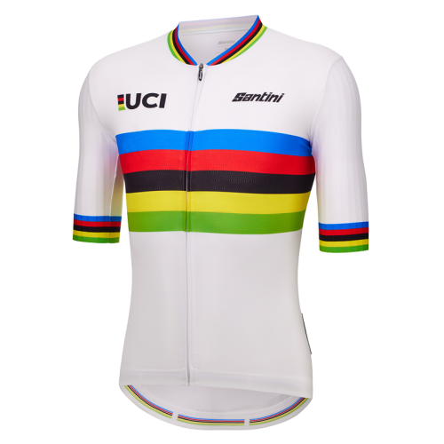 Preview: Santini Short-Sleeve Cycling Jersey UCI Rainbow World Champion - white