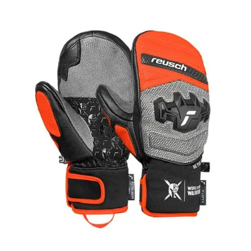 Reusch Worldcup Warrior GS Junior Mitten - black/silver/fluo red