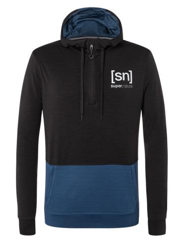 Preview: SN Super Natural M MOVEMENT HALF ZIP - caviar/dark denim