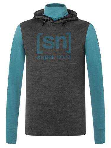 Preview: SN Super Natural M ALPINE HOODED - pirat grey melange/hydro