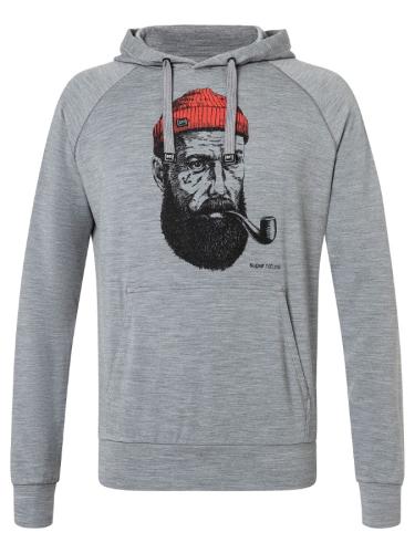 Preview: SN Super Natural M FAV SAILOR HOODIE - cashmere grey mela/jet blk/high risk red